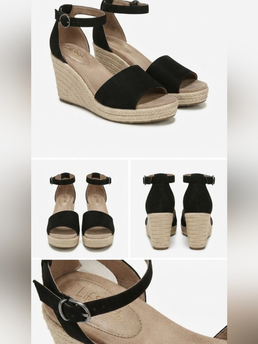 STYLE & COMPANY Womens Black Espadrille Seleeney Open Toe Wedge Sandals 8